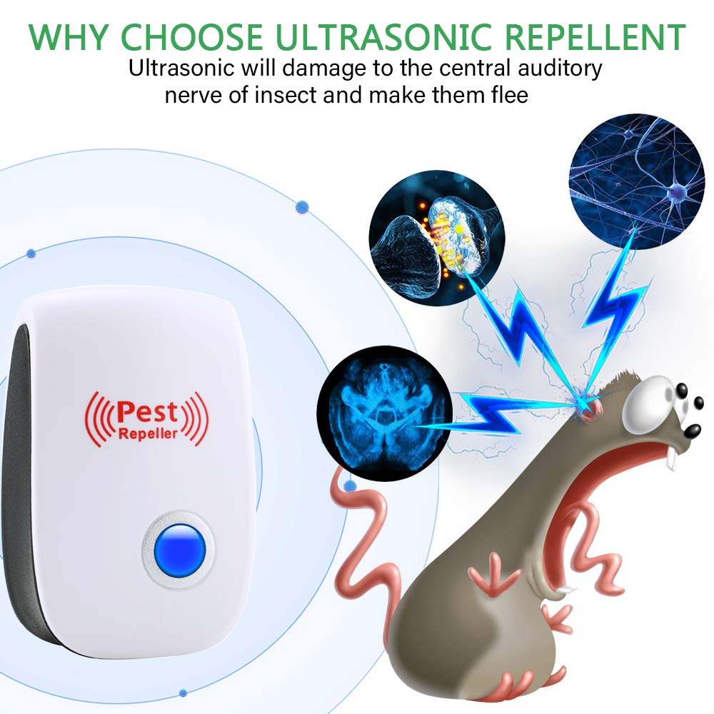 Ultrasonic Pest Repeller 6 Packs Electronic Plug in Indoor Sonic Repellent Palmandpond