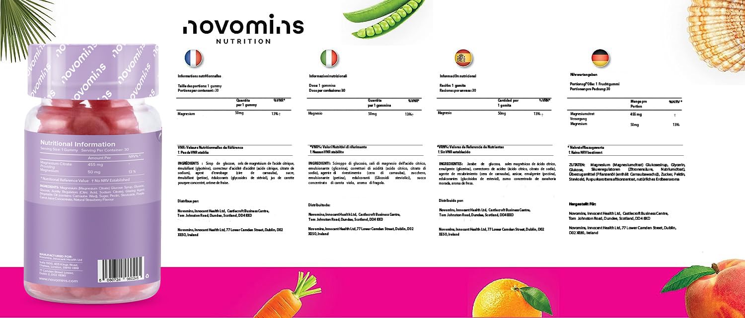 Kids Magnesium Gummies – Vegan - 1 Month Supply – Childrens Supplements – 30 Chewa novomins