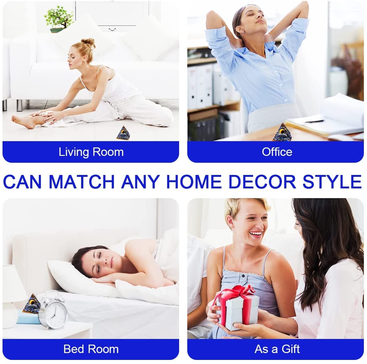 Besorgone Orgonite Pyramid for Positive Energy Amethyst Sphere Chakra Orgone with Blue Quartz Besorgone