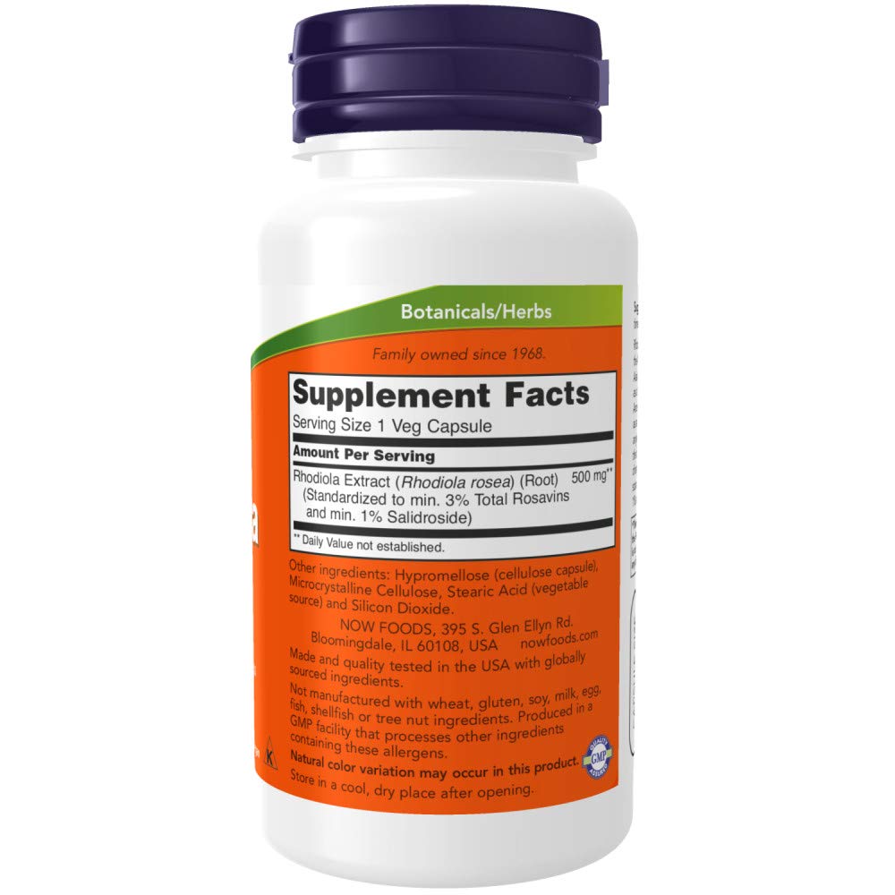 NOW Supplements, Rhodiola 500 mg, Helps Body Adapt to Stress of Daily Life*, Adaptogenic NOW