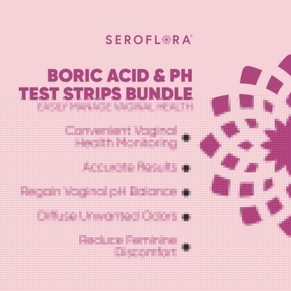 Seroflora Boric Acid Vaginal Suppositories 600mg (28ct) & 40 pH Test Strips for Women Seroflora