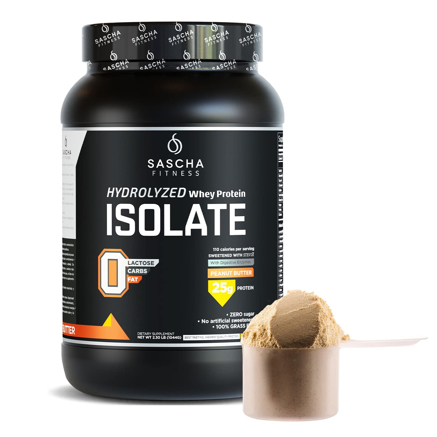SASCHA FITNESS Hydrolyzed Whey Protein Isolate,100% Grass-Fed ,2.3 Pounds SASCHA FITNESS