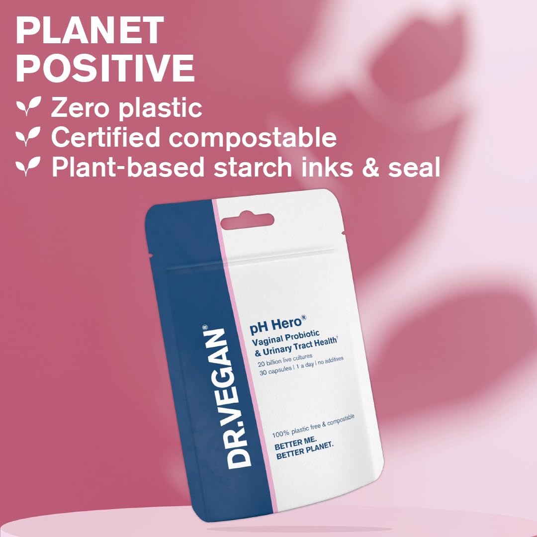 DR.VEGAN | pH Hero | Supports Balanced Vaginal Flora | 50bn CFU | Cranberry | Sea Buckthorn dr vegan