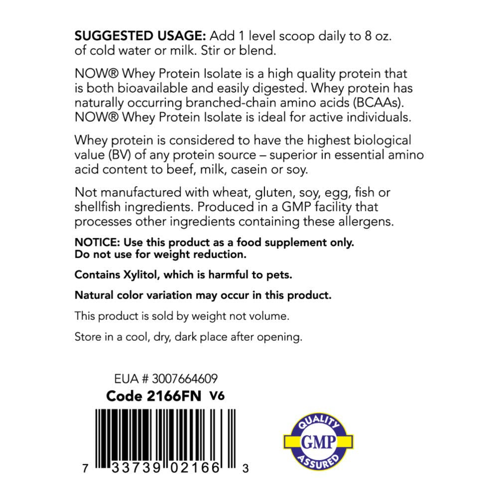 NOW Sports Nutrition, Whey Protein Isolate, 25 G With BCAAs, Creamy Chocolate Powder NOW