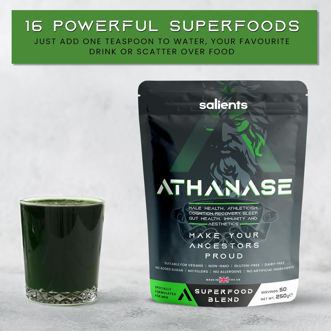 SALIENTS® ATHANASE® | Men's Super Greens Powder | Superfood Powder Blend Salients