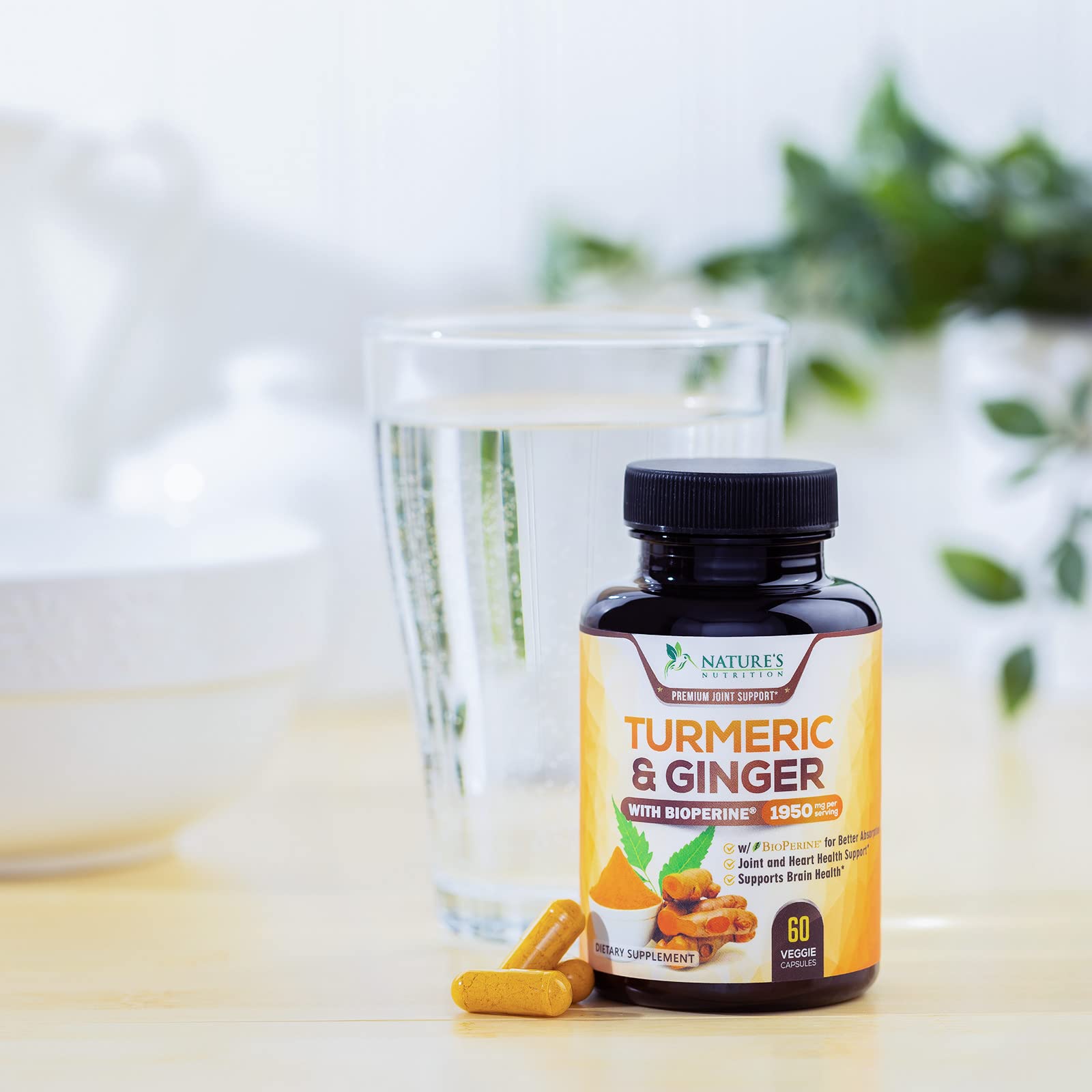 Turmeric Curcumin with BioPerine & Ginger 95% Standardized Curcuminoids