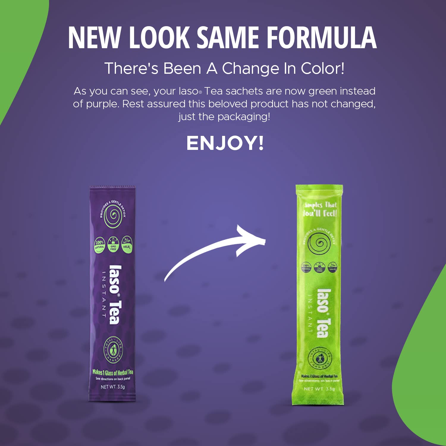 TLC Total Life Changes IASO Natural Detox Instant Herbal Tea - Expiration Date on the Top Total Life Changes