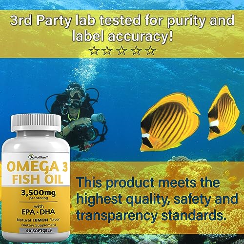 Burpless Fish Oil Pills. Triple Strength Omega 3 Fish Oil Burpless. EPA DHA Omega 3 Supplement Dr. Matthew