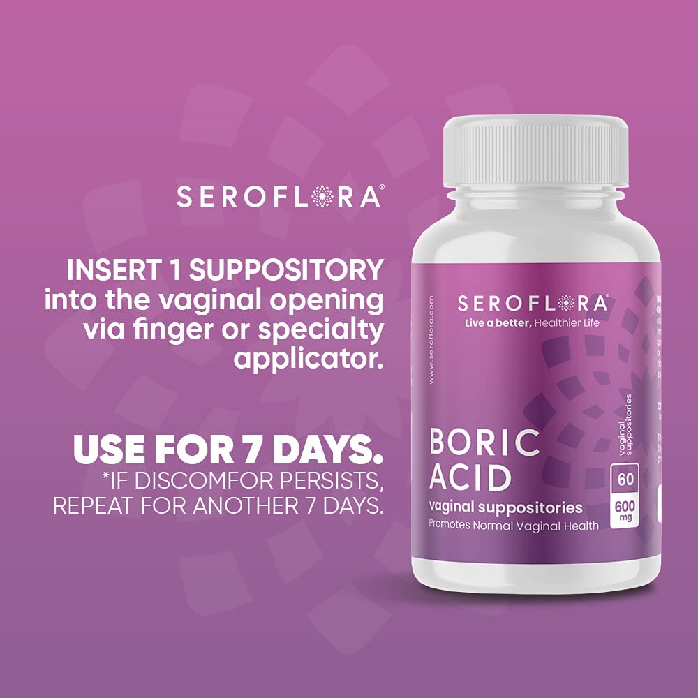 Seroflora Boric Acid Vaginal Suppositories - Promotes Vaginal pH Balance and Odor Control Seroflora