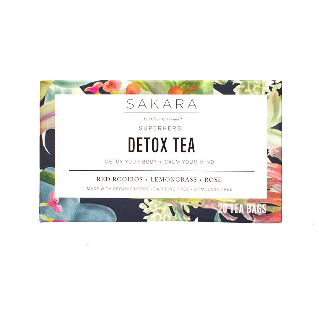Sakara Detox Tea - Herbal Tea with Rose Petals, Lemon Peel, Lemongrass, & Rooibos