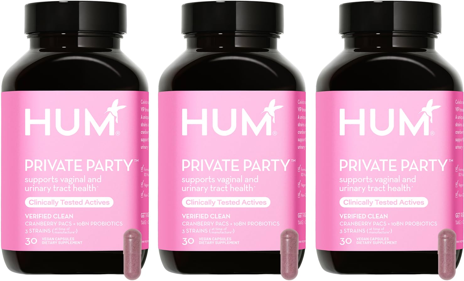 HUM Private Party Pills - Vaginal Probiotics for Women's Ph Balance with Cranberry 