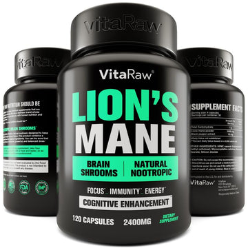 Organic Lions Mane Supplement Capsules 2400 mg - Powerful Nootropic - Helps Maintain