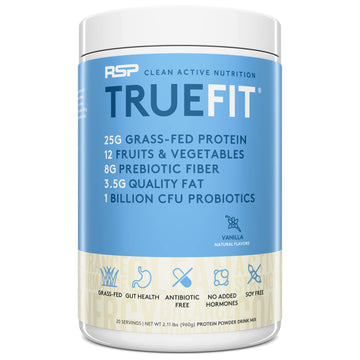 TrueFit Meal Replacement Shake Protein Powder, Grass Fed Whey + Organic Fruits 