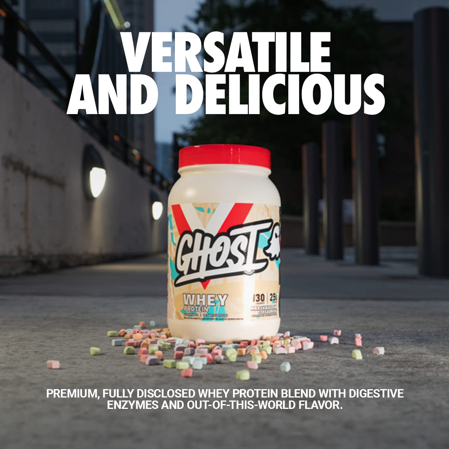 GHOST Whey Protein Powder, Marshmallow Cereal Milk - 2LB Tub, 25G of Protein GHOST