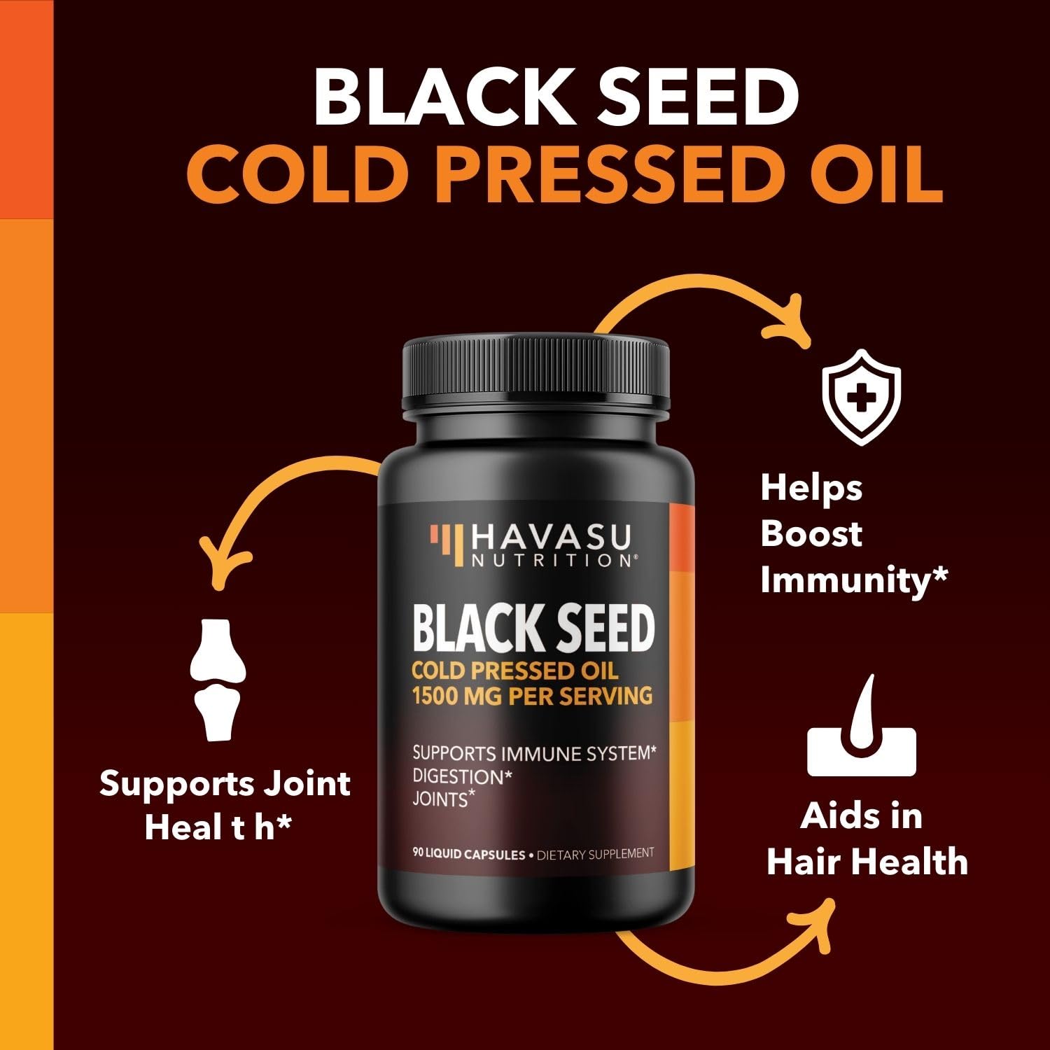 Black Seed Oil Nigella Sativa Cold-Pressed Capsules | 1500mg Black Cumin Seed Oil HAVASU NUTRITION