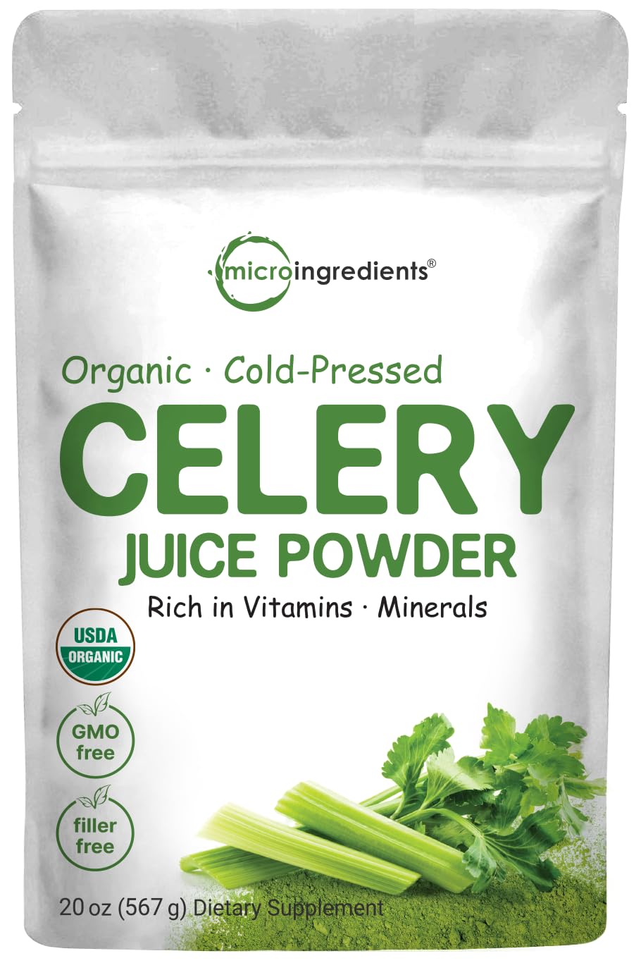 Organic Celery Juice Powder, 20 Ounce (1.25 Pound), 71 Serving, Celery Detox and Cold 