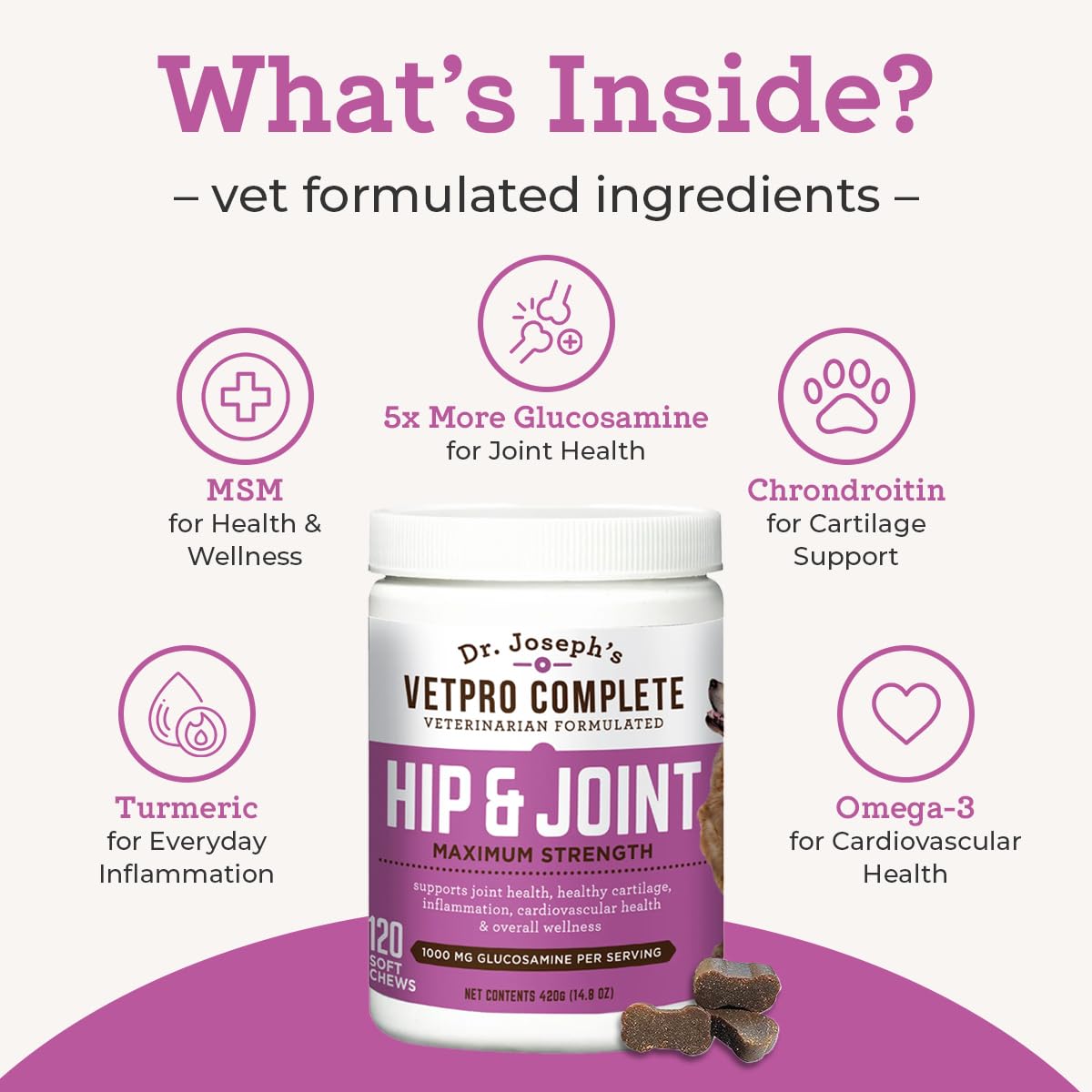 VetPro Dog Hip and Joint Supplement - Pain and Inflammation Relief Chews VetPro Complete