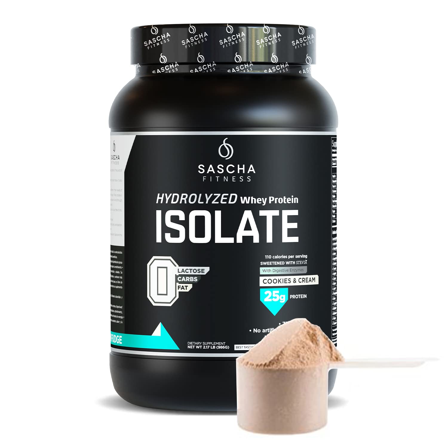 SASCHA FITNESS Hydrolyzed Whey Protein Isolate,100% Grass-Fed (2 Pounds, Cookies SASCHA FITNESS