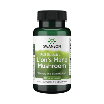 Swanson Lion's Mane Mushroom Capsules - 500 mg Each, 60 Capsules