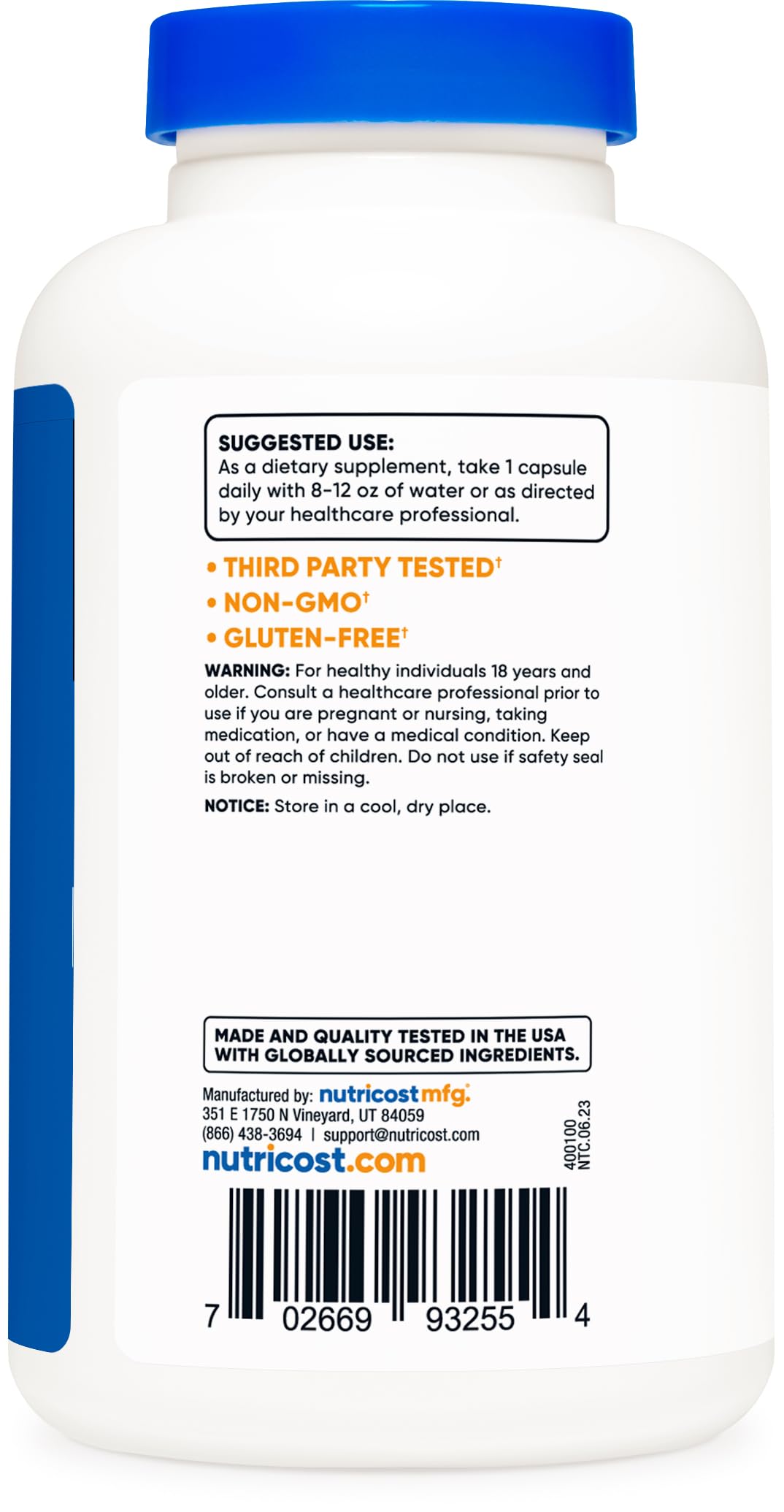 Nutricost N-Acetyl L-Cysteine (NAC) 600mg, 180 Capsules - Non-GMO, Gluten Free Nutricost