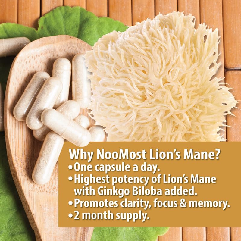 NooMost Organic Lions Mane Supplement Capsules 5400mg, Ginkgo Biloba 120mg NooMost