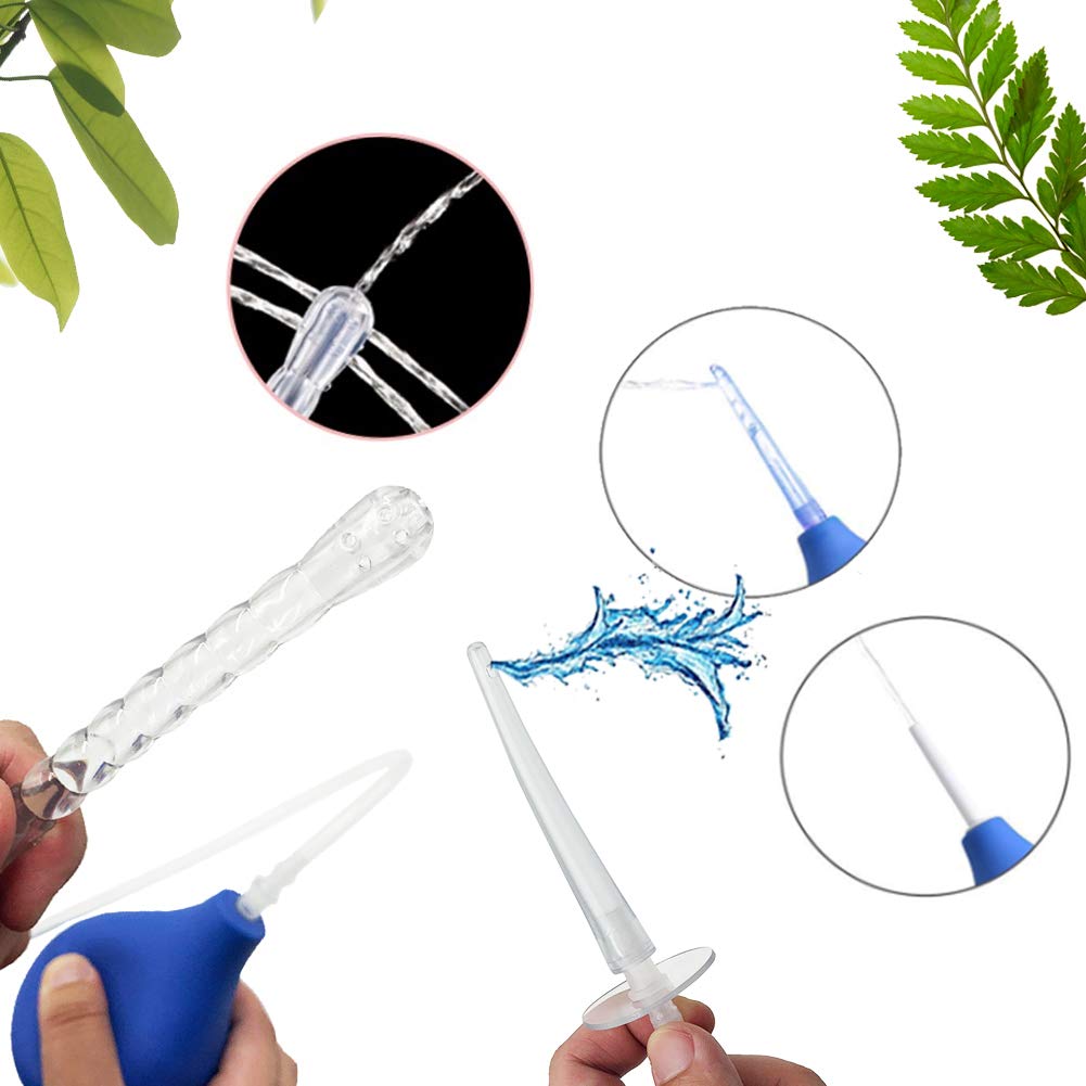 GNEGKLEAN Black Silicone Enema Bulb Kit 7.6oz Clean Anal Douche for Men Women with 19.7in GNEGKLEAN