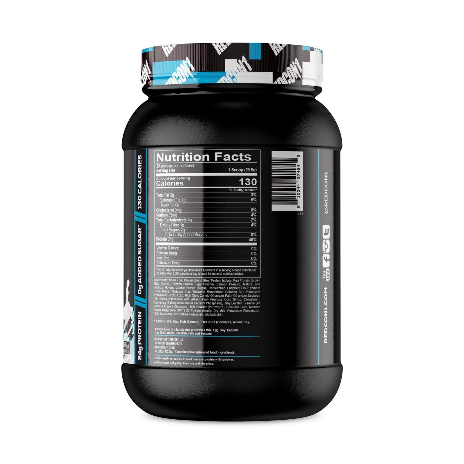 REDCON1 MRE Lite Whole Food Protein Powder, Cookies N' Cream - Low Carb & Whey REDCON1