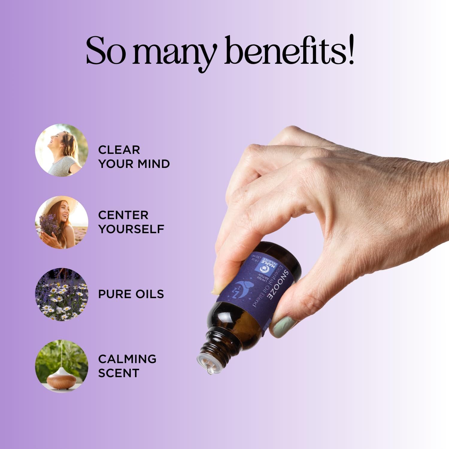 Sleep Essential Oil Blend for Diffuser - Snooze Blend Essential Oil for Sleep with Roman Chamomile Maple Holistics