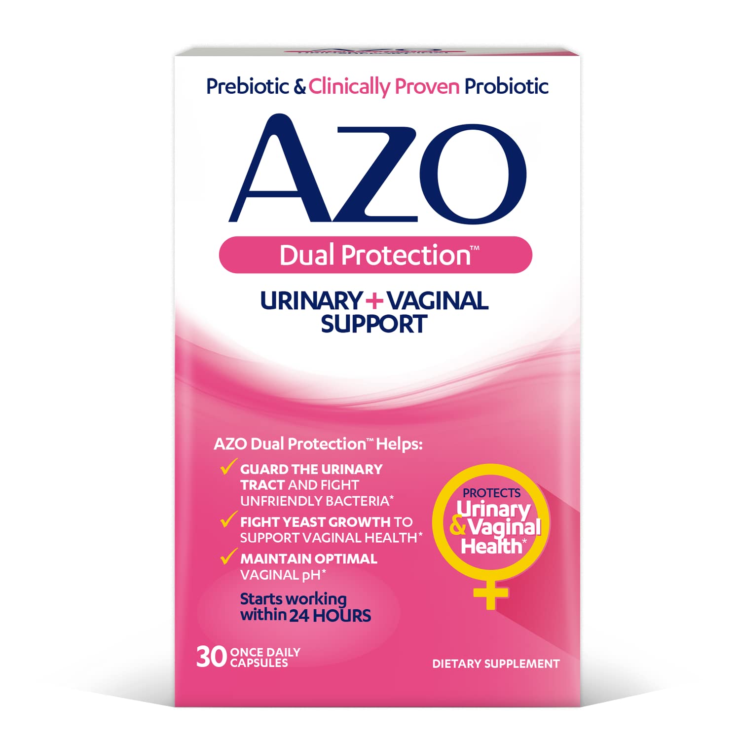 AZO Dual Protection | Urinary + Vaginal Support* | Prebiotic Plus Clinically Proven Women AZO