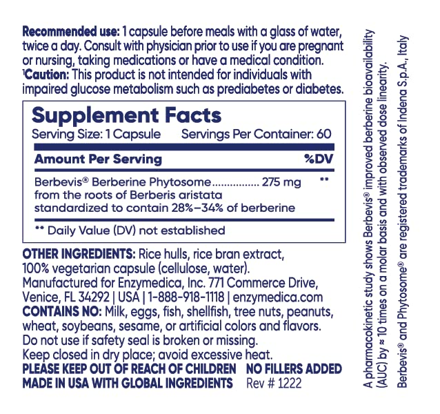 Enzymedica, Berberine Phytosome Enzymedica