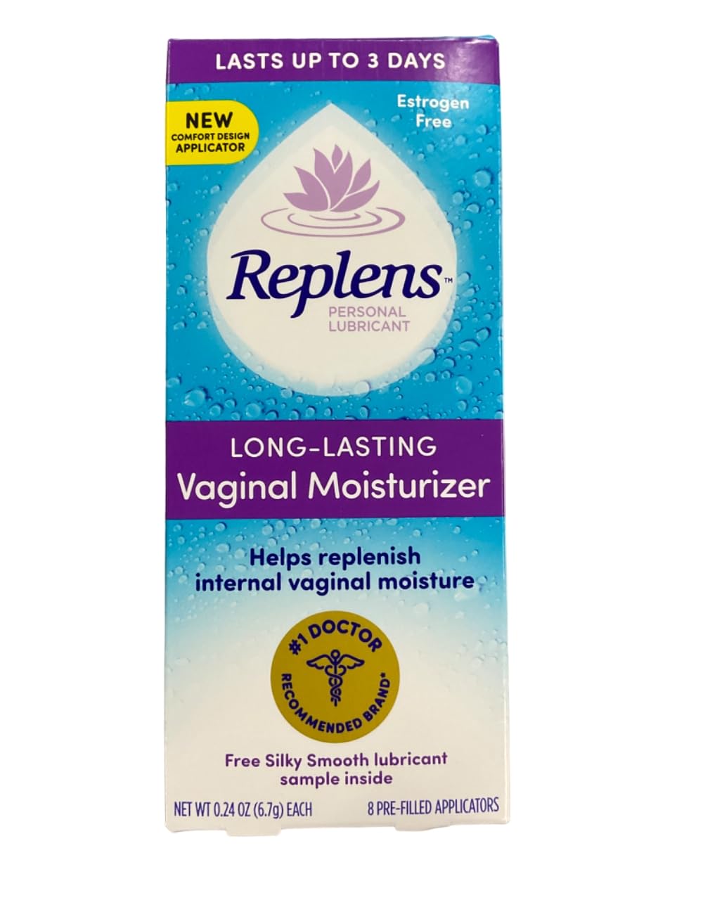 Replens Long-Lasting Vaginal Moisturizer -8 Count (Pack of 3) Replens