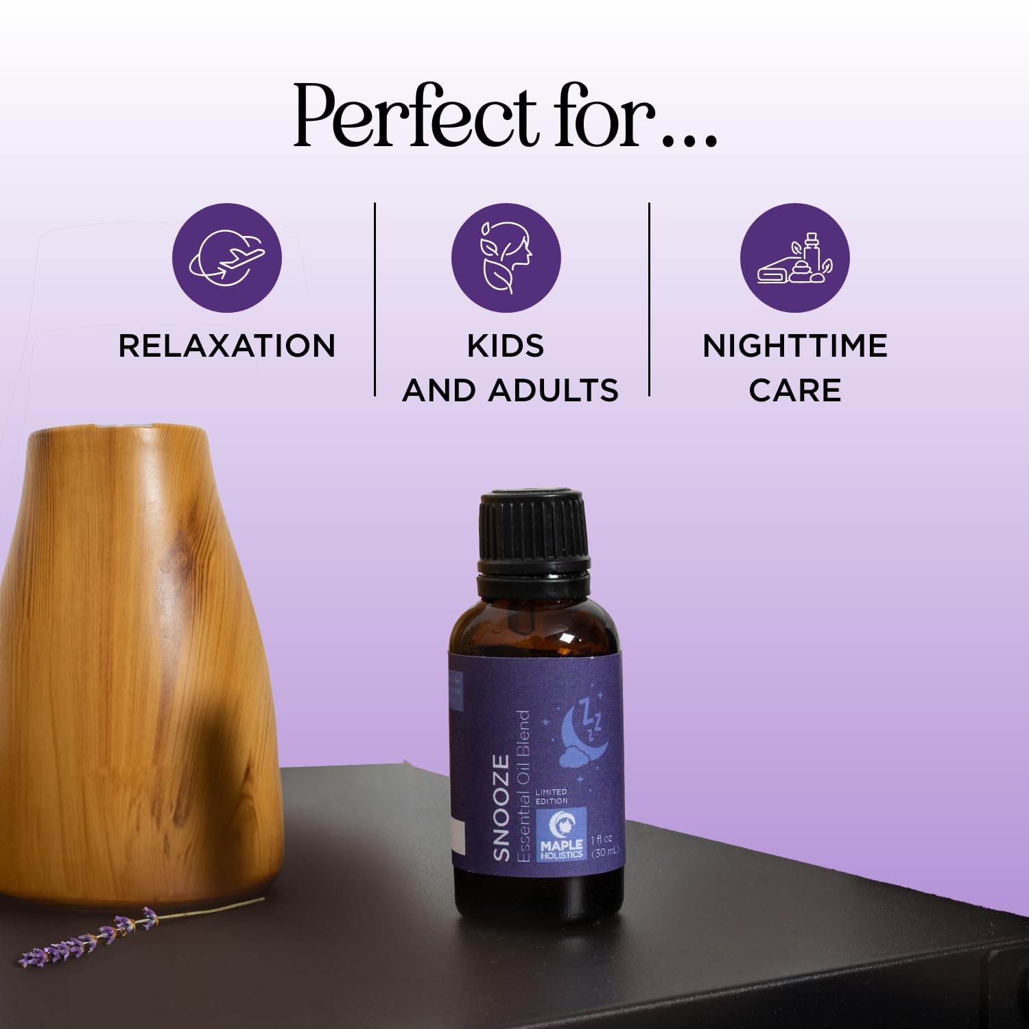 Sleep Essential Oil Blend for Diffuser - Snooze Blend Essential Oil for Sleep with Roman Chamomile Maple Holistics