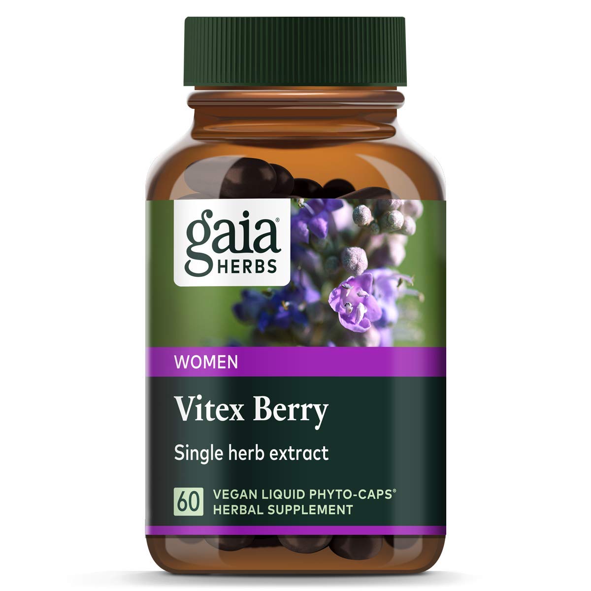 Gaia Herbs Vitex Berry, Chasteberry, Hormone Balance for Women, Vegan Liquid Capsules, 60 Count