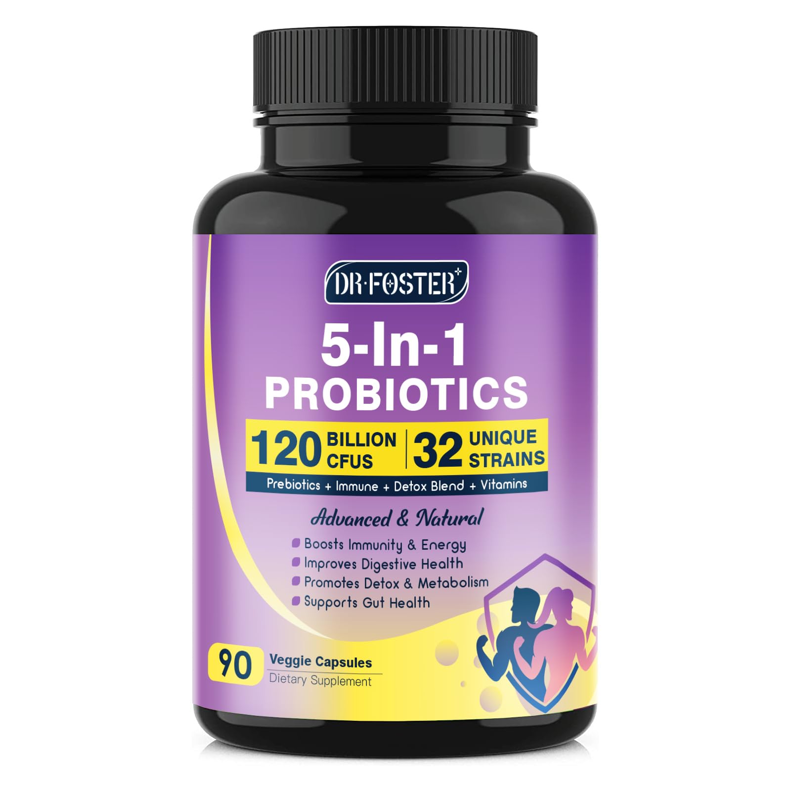 Probiotics for Women & Men Digestive Health，120 Billion CFUs, Prebiotics and Probiotics 