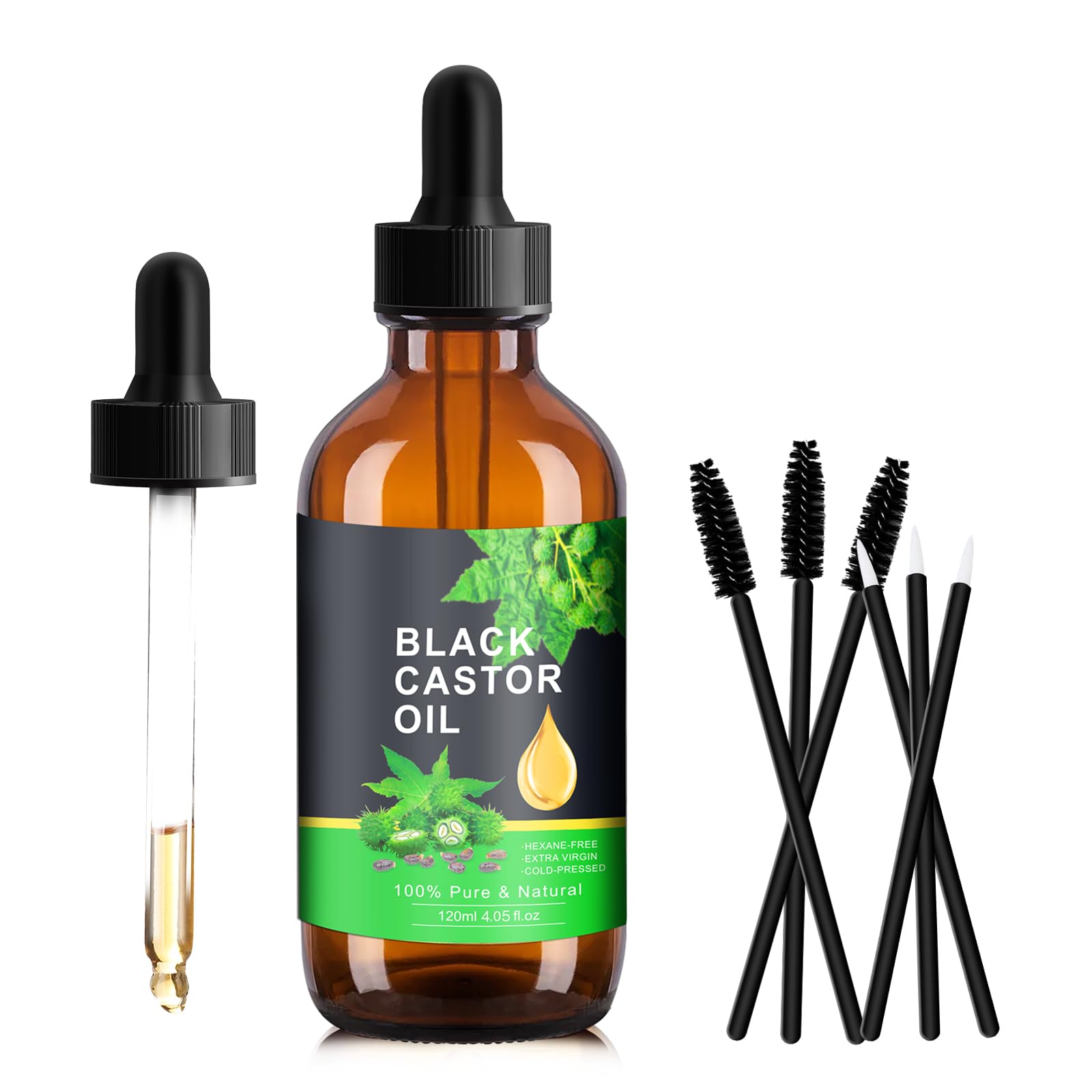 PAVAROP Jamaican Black Castor Oil, Organic Black Castor Oil Cold Pressed in Glass Bottle