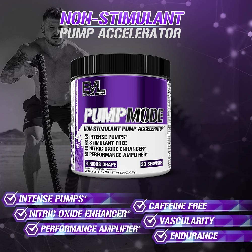 EVL PumpMode Nitric Oxide Supplement - Nitric Oxide Booster Pump Pre Workout Powder Evlution