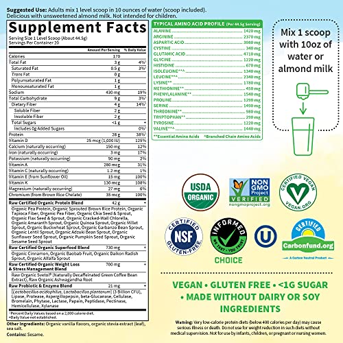 Garden of Life Raw Organic Fit Vegan Protein Powder Original, 28g Plant Based Protein Garden of Life