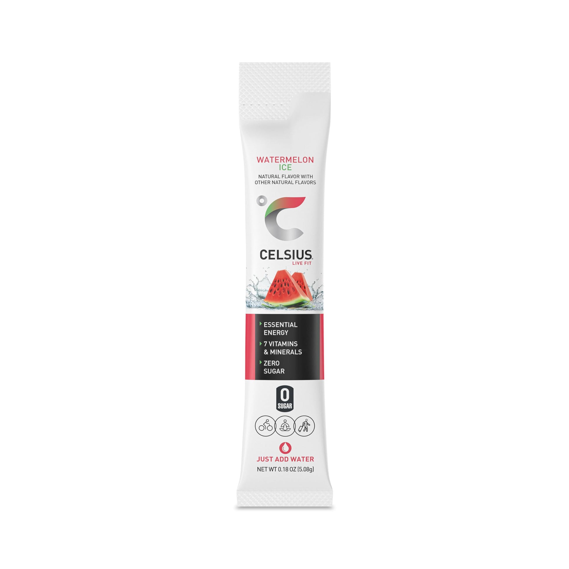 CELSIUS On-the-Go Powder Sticks Watermelon Ice, Essential Energy (14 Sticks per Pack) CELSIUS