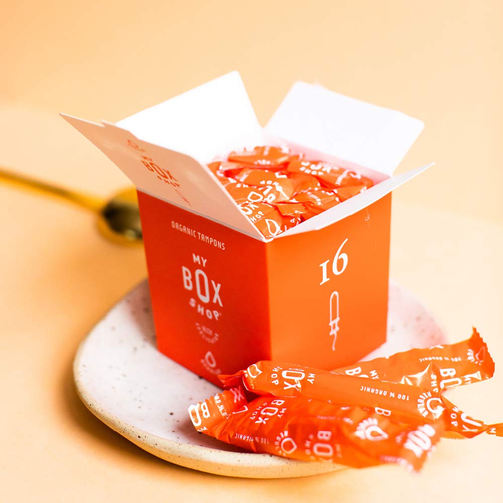 MYBOXSHOP Organic Tampons - 100% Pure Organic Cotton Tampons with BPA-Free Applicator MYBOXSHOP