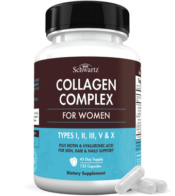 Multi Collagen Pills for Women (Types I II III V X) with Vitamin C Hyaluronic Acid Biotin