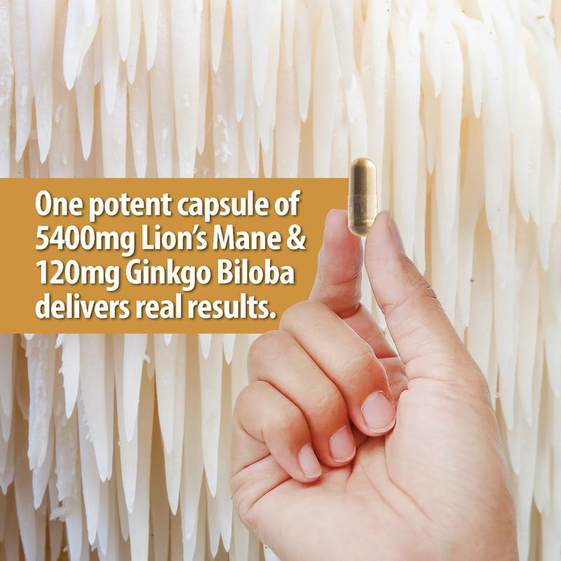 NooMost Organic Lions Mane Supplement Capsules 5400mg, Ginkgo Biloba 120mg NooMost