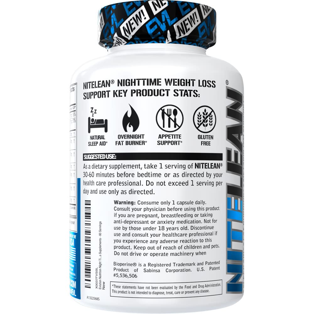 Evlution Nutrition Night Time Fat Burner Support - Overnight Sleep and Weight Loss Support Evlution