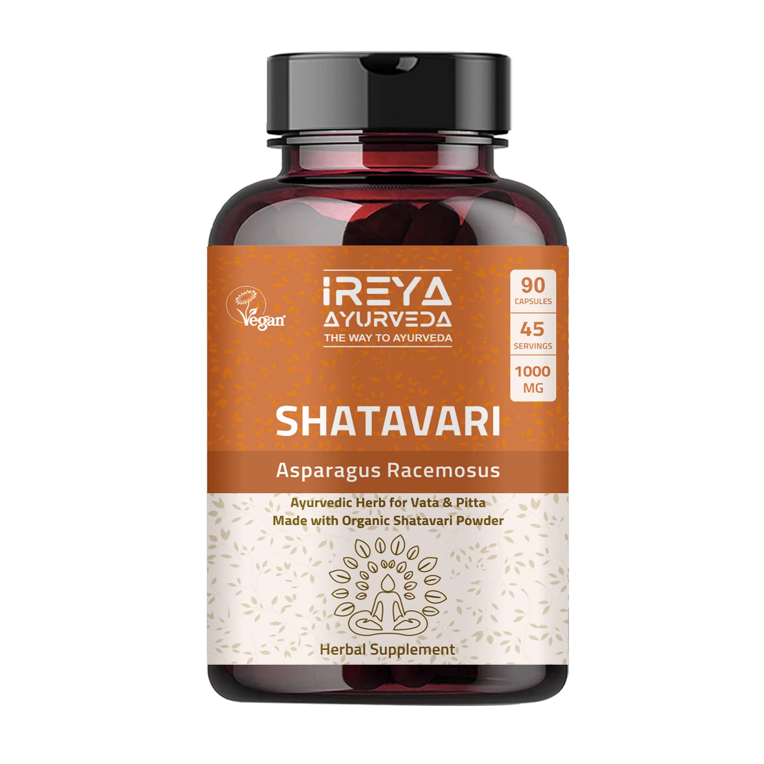 Ireya Ayurveda Shatavari Capsules (90 Capsjules) 1000 mg Organic Shatavari Capsules Lactation