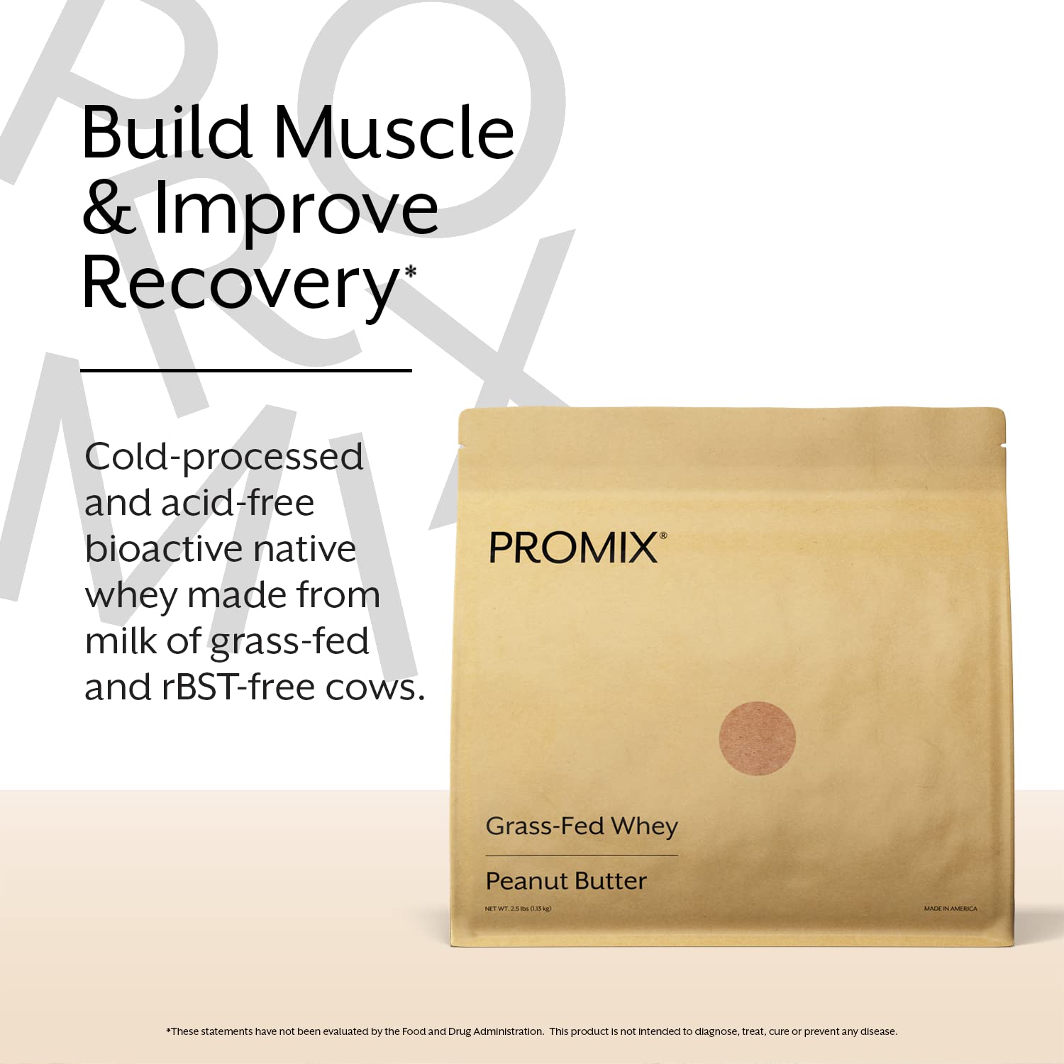 Promix Whey Protein Powder, Peanut Butter - 2.5lb Bulk - Grass-Fed & 100% All Natural ProMix Nutrition