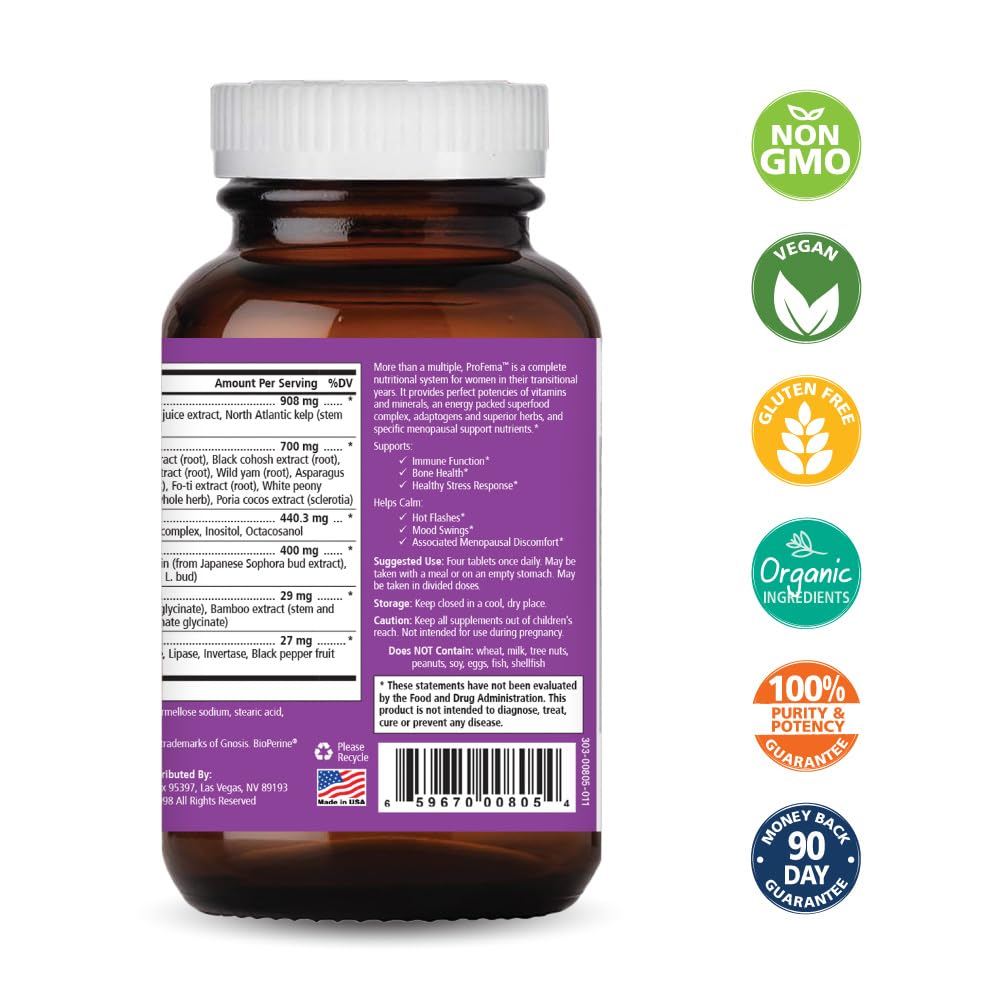 Pure Essence Labs ProFema - Multivitamin for Women - Natural Menopause Relief Supplement - Promotes Hormone Balance, Reduces Hot Flashes, Mood Swings, Night Sweats (60 Capsules) PURE ESSENCE LABS