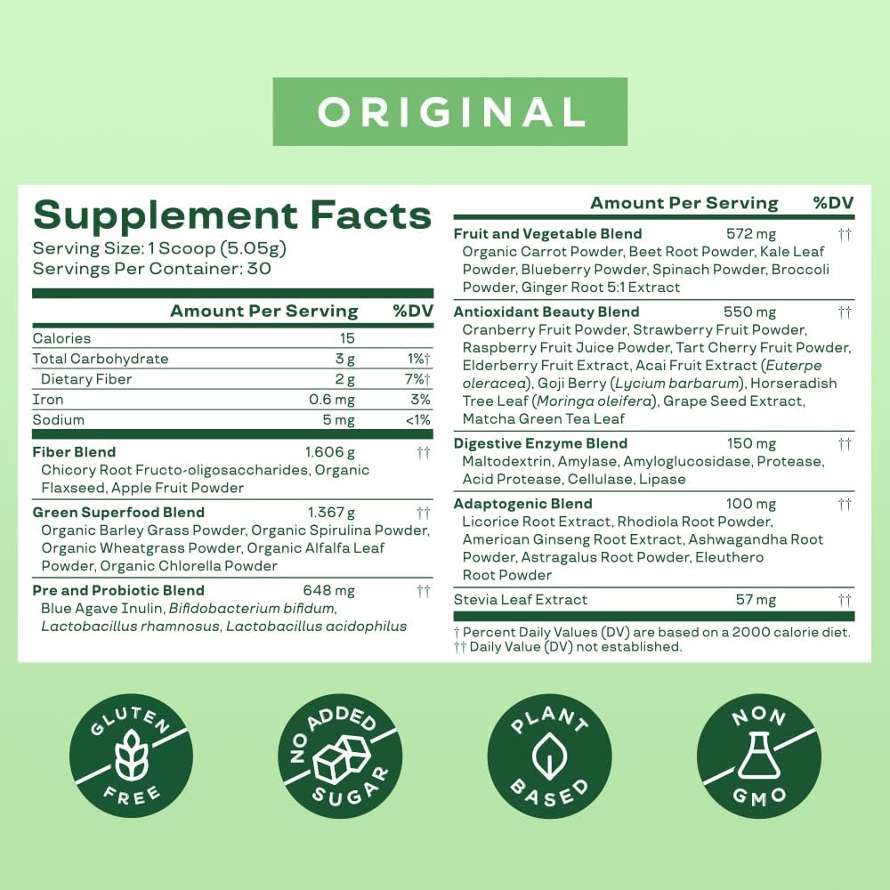 Bloom Nutrition Greens and Superfoods Powder for Digestive Health, Greens Powder Bloom Nutrition
