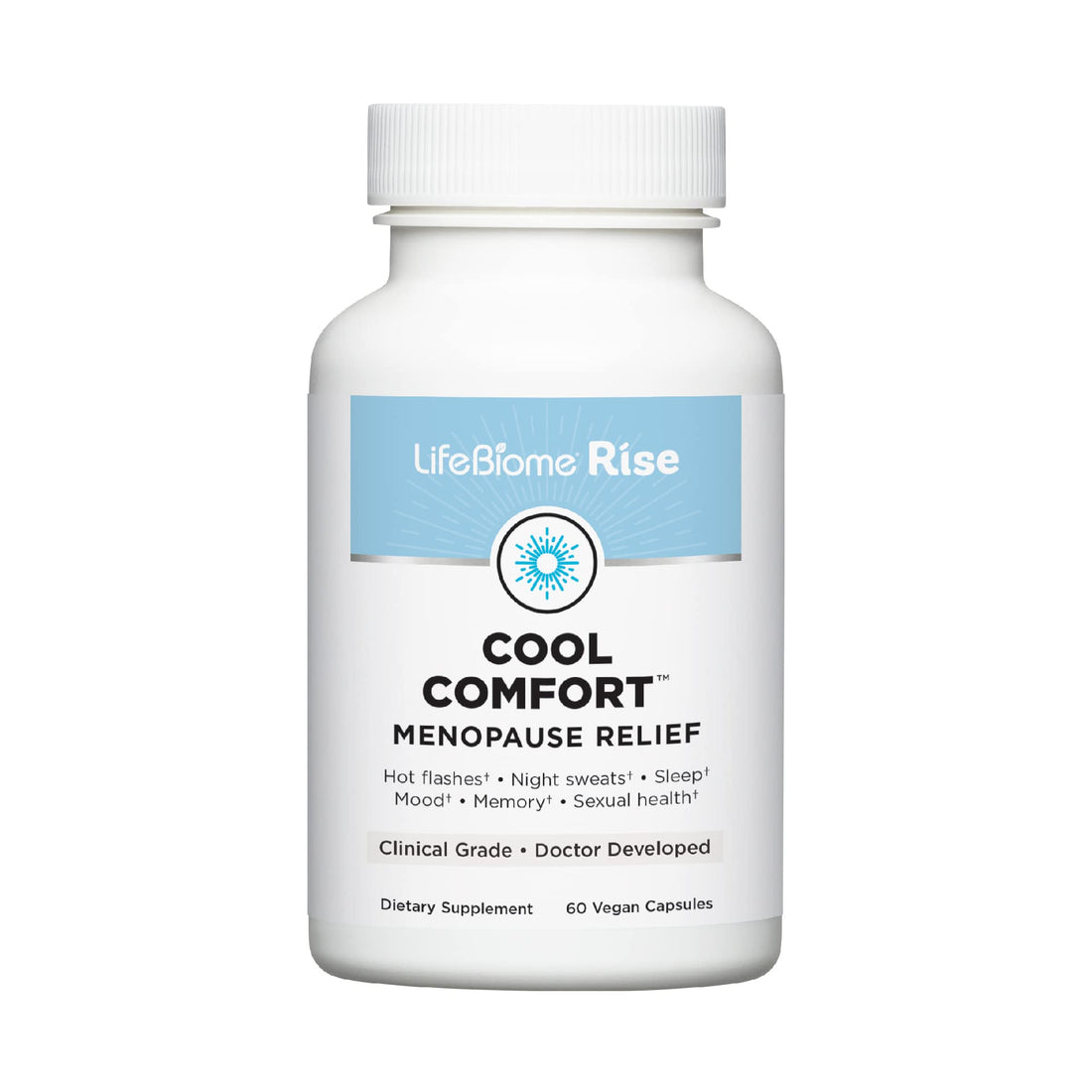LifeBiome Rise Cool Comfort, Clinical Grade Menopause Relief, Doctor-Formulated, KSM-66 Ashwagandha