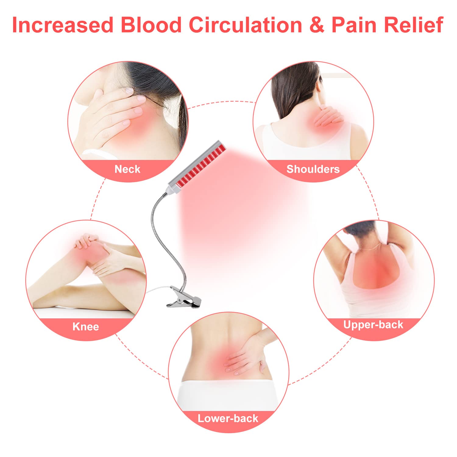 MAINENG Infrared & Red Light Therapy Lamp with Timer, 660nm & 850nm LED - M7685 MAINENG