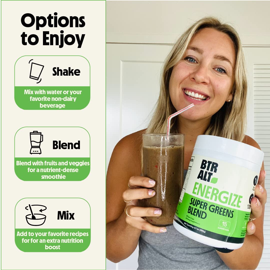 Better Alt Greens Powder, Helps Reduce Bloating, 15 Super Greens- Blend of Spirulina Better Alt