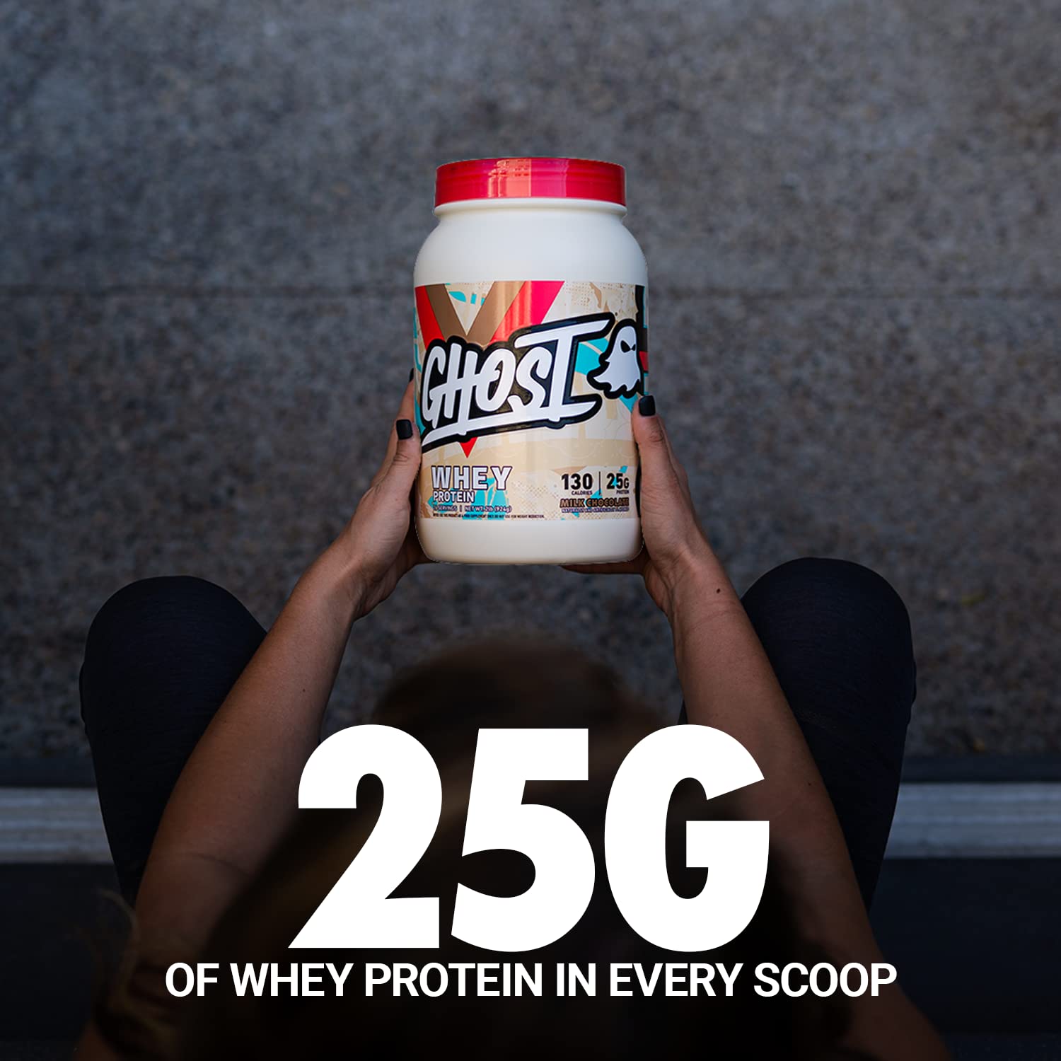 GHOST Whey Protein Powder, Milk Chocolate - 2LB Tub, 25G of Protein - Flavored Isolate GHOST